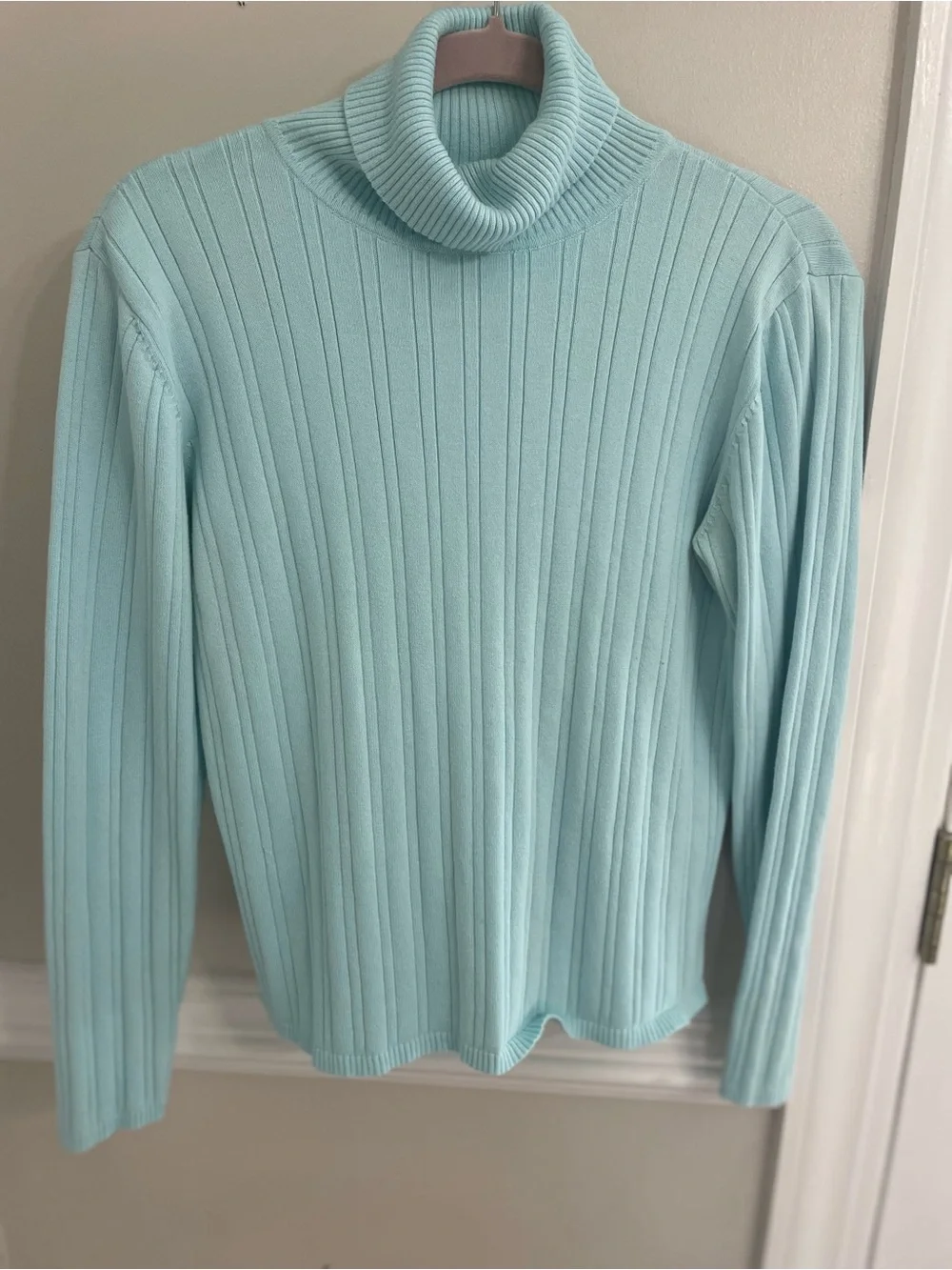 Talbots Light Blue Ribbed Turtleneck Sweater for Women - 0743